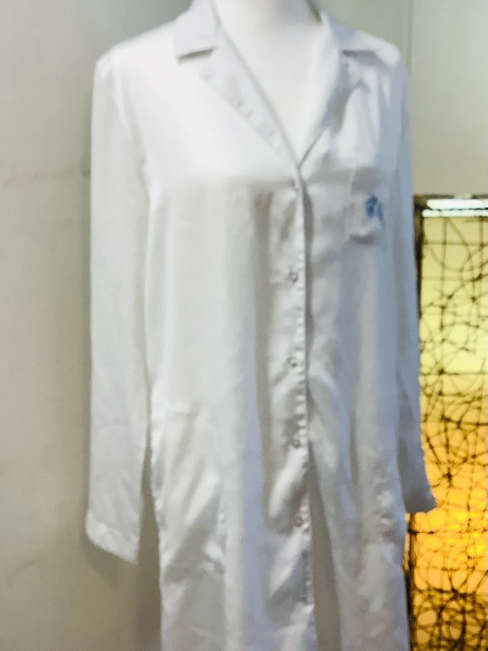 Splendid White Long-Sleeve Button-Down Sleep Shirt